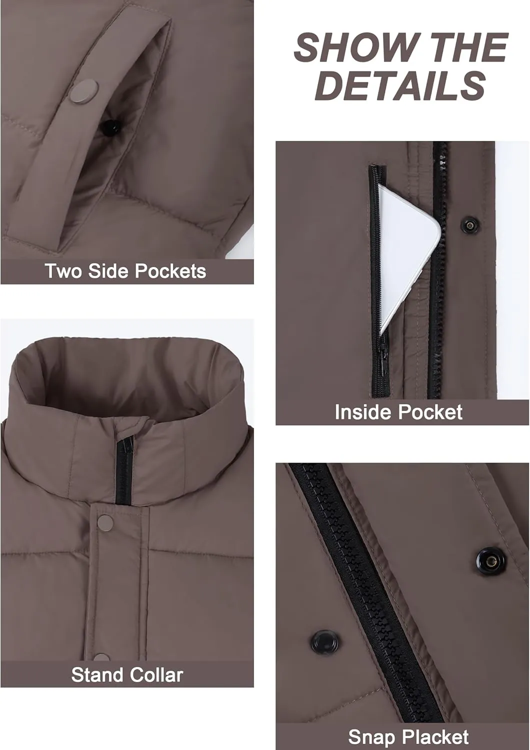 Fengbay Womens Puffer Vest Sleeveless Puffy Cropped Vests Stand Collar Vest Lightweight Bubble Quilted Vests Trendy 2025
