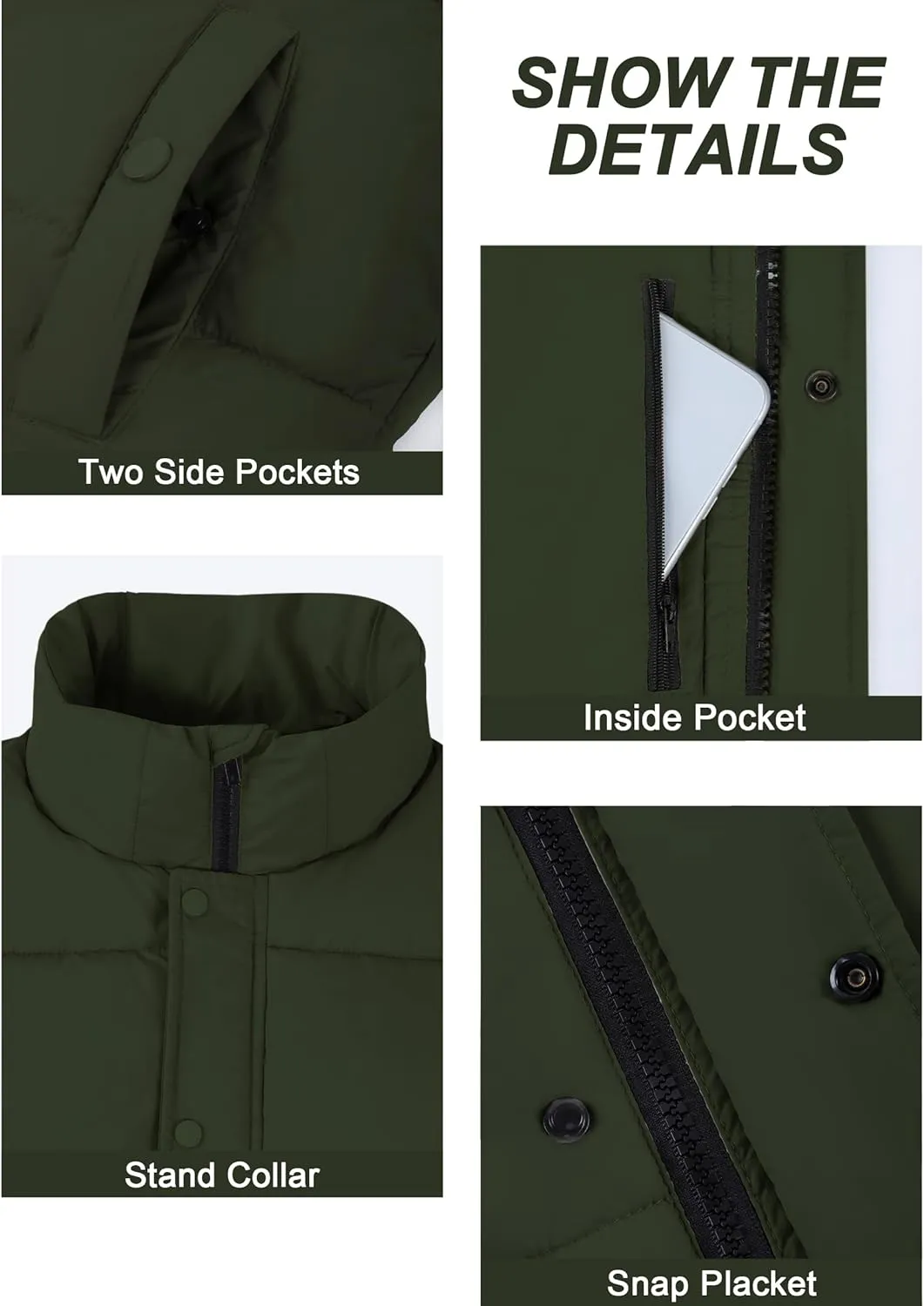 Fengbay Womens Puffer Vest Sleeveless Puffy Cropped Vests Stand Collar Vest Lightweight Bubble Quilted Vests Trendy 2025