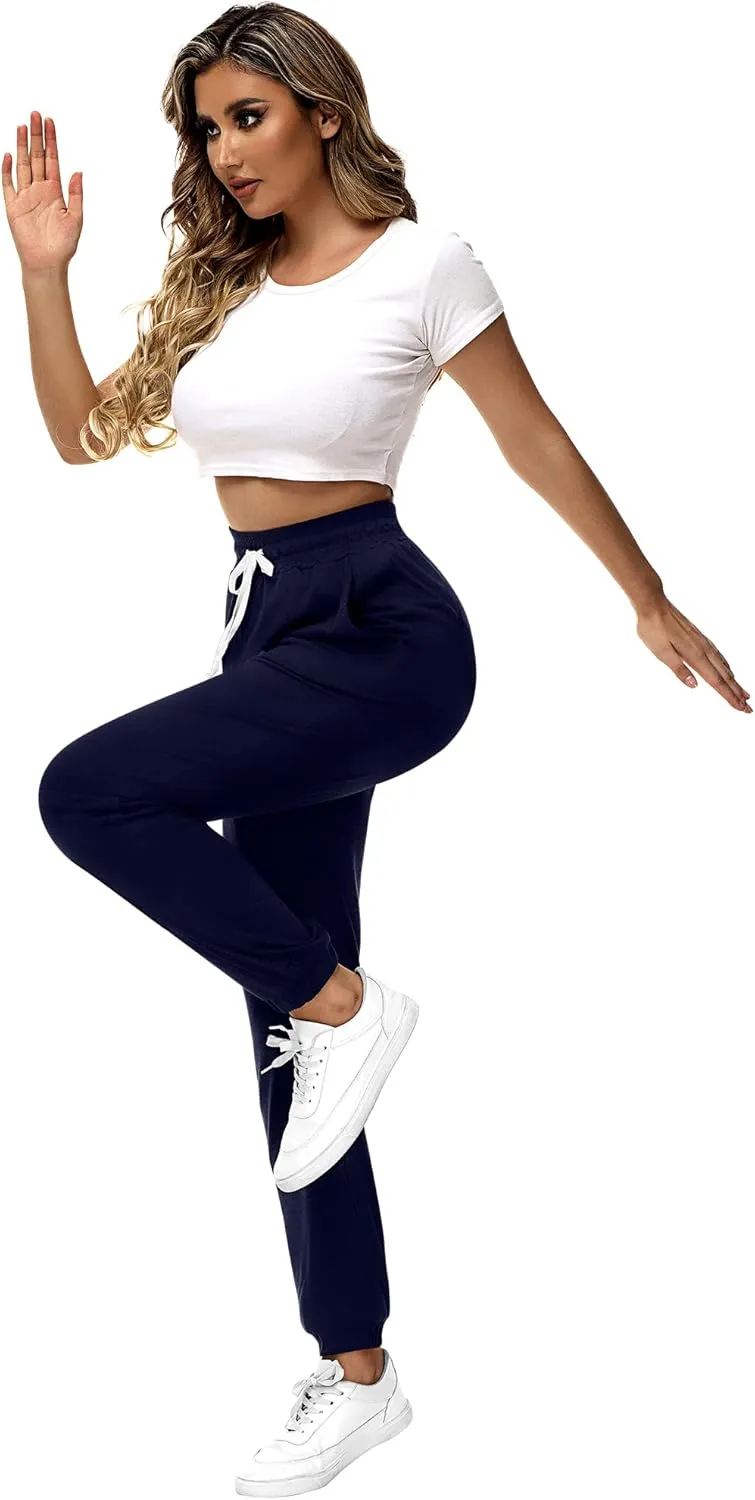 Ficerd 3 Pcs Women's Joggers Pants Casual Soft Sweatpants Lounge Pants High Waisted Athletic Joggers with Pockets