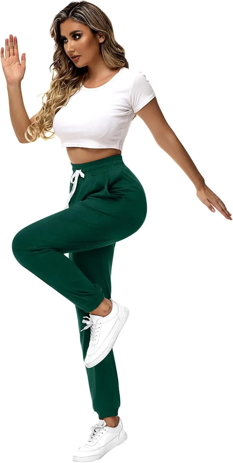 Ficerd 3 Pcs Women's Joggers Pants Casual Soft Sweatpants Lounge Pants High Waisted Athletic Joggers with Pockets