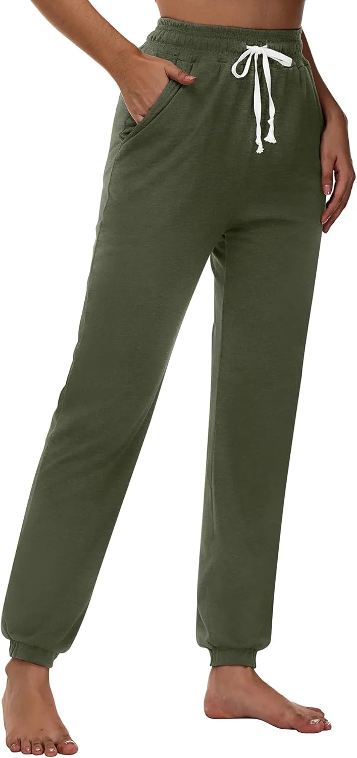 Ficerd 3 Pcs Women's Joggers Pants Casual Soft Sweatpants Lounge Pants High Waisted Athletic Joggers with Pockets