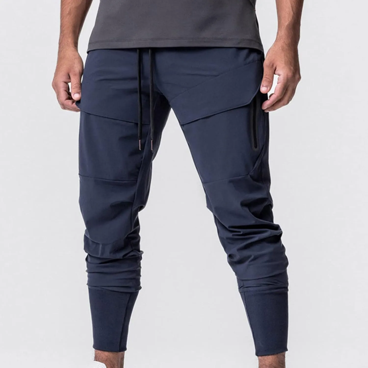 Finelylove Track Pants Men Slim Fit Athletic Jogger Sweatpants Elastic Waist Quick Dry Hiking Pants with Zip Pockets