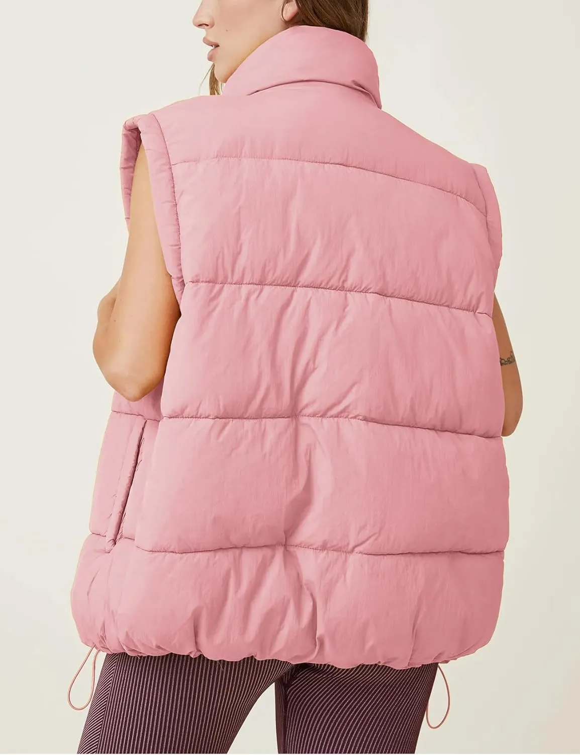 Flygo Puffer Vest Women Zip Up Sleeveless Winter Casual Stand Collar Padded Down Jacket Coat with Pockets