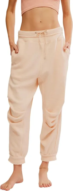 Free People Day Off Women's Fleece Jogger Tender Peach Small