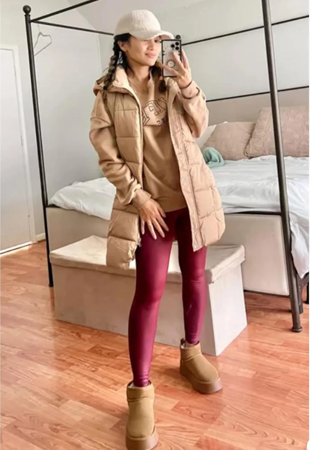 Gihuo Women's Long Puffer Vest Winter Quilted Hooded Sleeveless Zip Up Long Jacket Vest Gilet