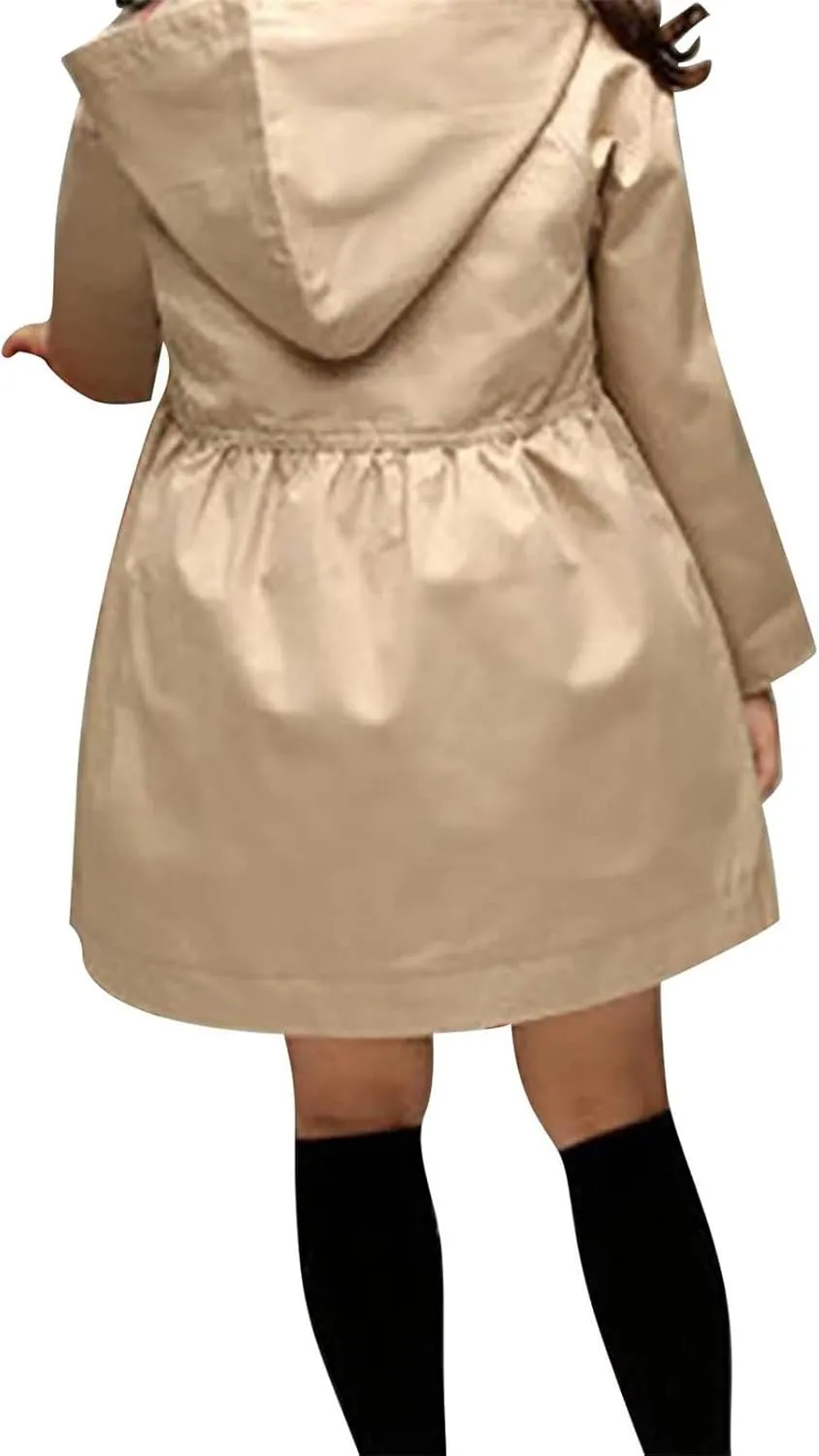 Girls' Dress Coat Long Winter Coat Kids Girls Trench Coat Long Peacoat with Hood Windproof Jacket Thicken Overcoat