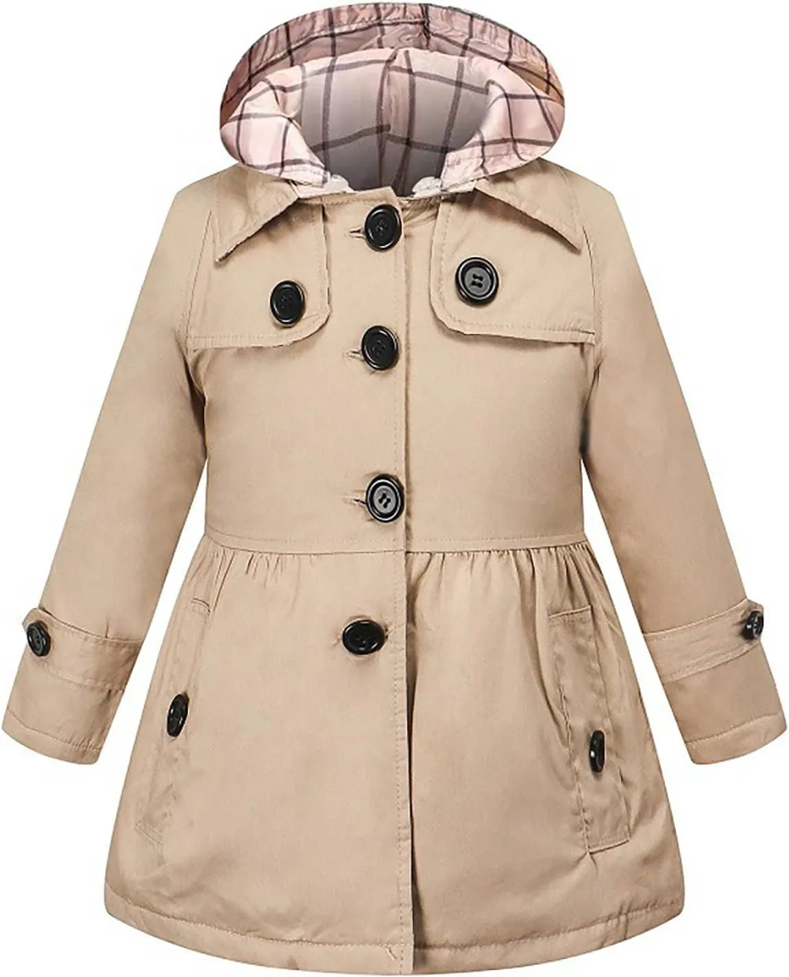 Girls' Dress Coat Long Winter Coat Kids Girls Trench Coat Long Peacoat with Hood Windproof Jacket Thicken Overcoat
