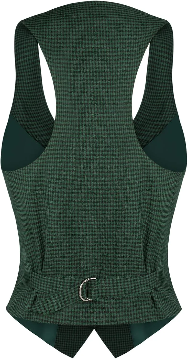 GRACE KARIN Womens Vest Top 2025 Trendy Academia Steampunk Waistcoat Racerback Vest BlazerRuns Small, Suggest Size Up