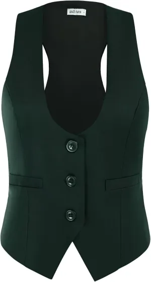 GRACE KARIN Womens Vest Top 2025 Trendy Academia Steampunk Waistcoat Racerback Vest BlazerRuns Small, Suggest Size Up