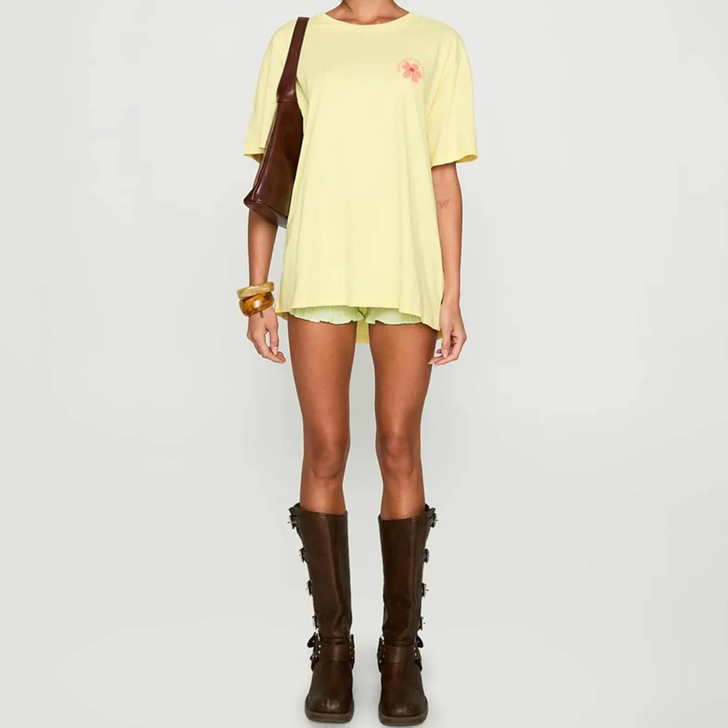 Graphic Oversized Shirt Teen Girl Women Y2k Cute Short Sleeve Floral Fruit Top Preppy Crewneck Baggy Tee Streetwear