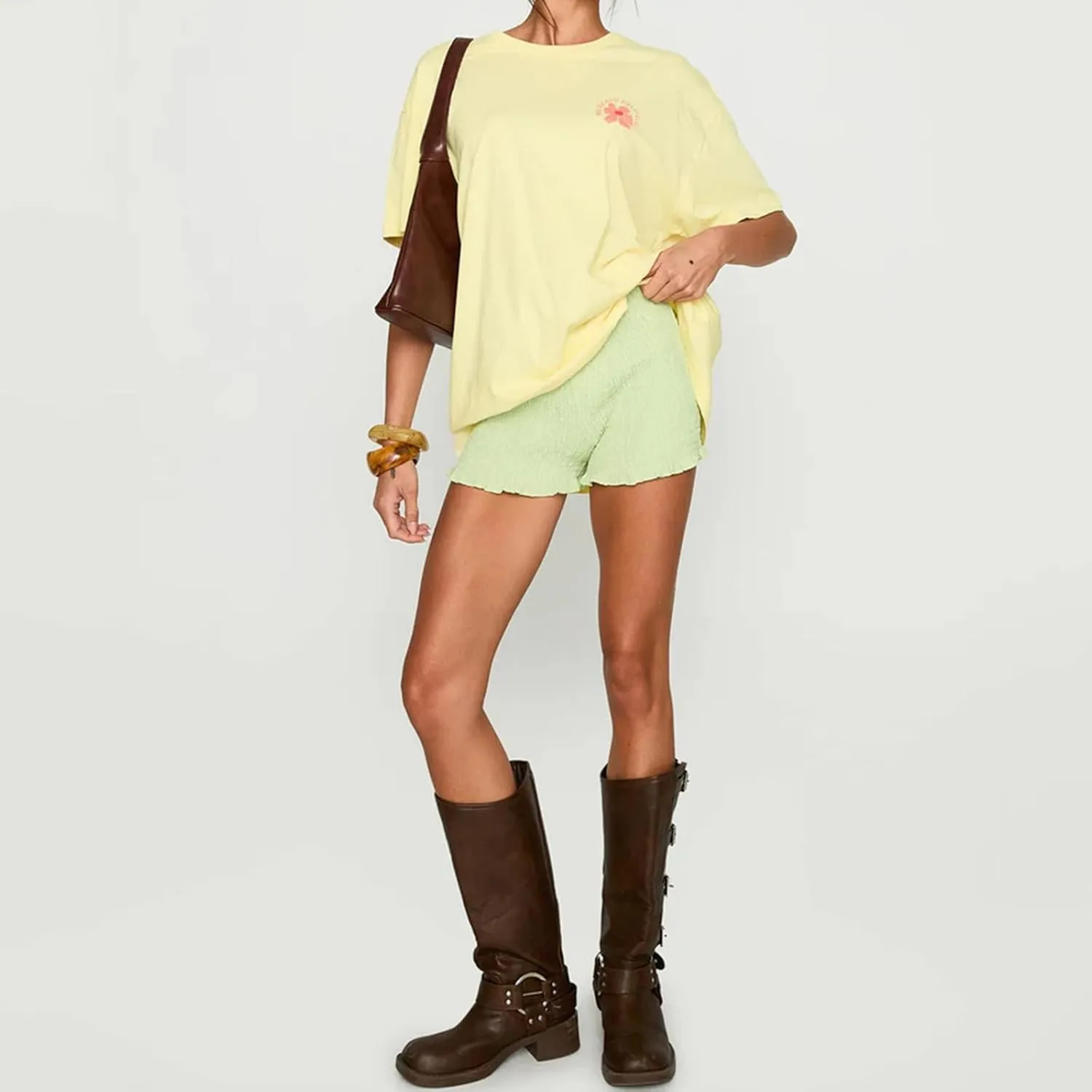 Graphic Oversized Shirt Teen Girl Women Y2k Cute Short Sleeve Floral Fruit Top Preppy Crewneck Baggy Tee Streetwear