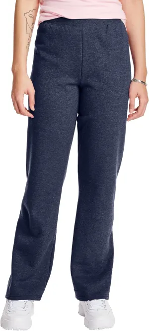 Hanes Women's EcoSmart Petite Open Bottom Leg Sweatpants, Navy Heather, Small