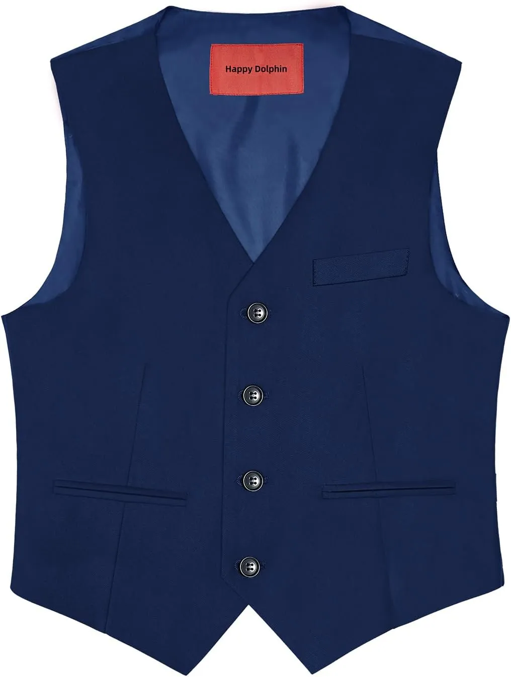 Happy Dolphin Boys 4-Piece Slim Fit Formal Vest Set with Suit Vest, Pants, Shirt, and Tie