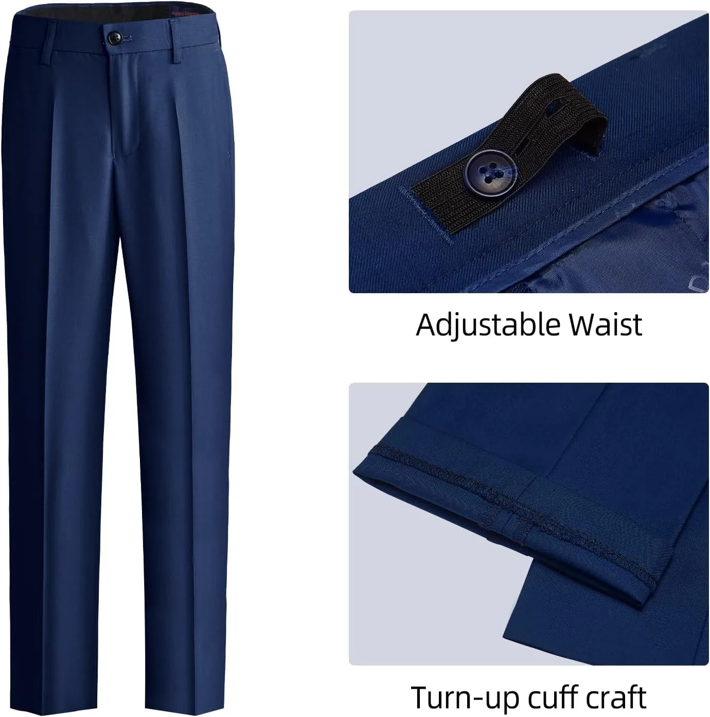 Happy Dolphin Boys 4-Piece Slim Fit Formal Vest Set with Suit Vest, Pants, Shirt, and Tie