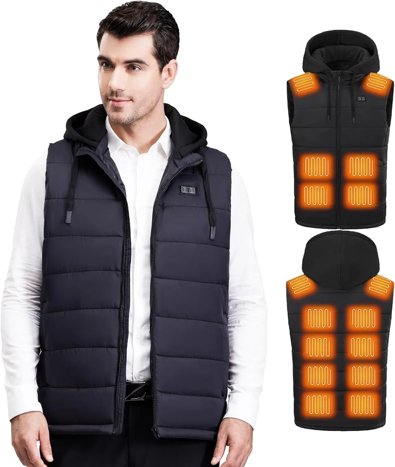 Heated Vest for Men Electric Jacket Sport Lightweight Black Outdoor Heating Mens Vest without Battery Pack