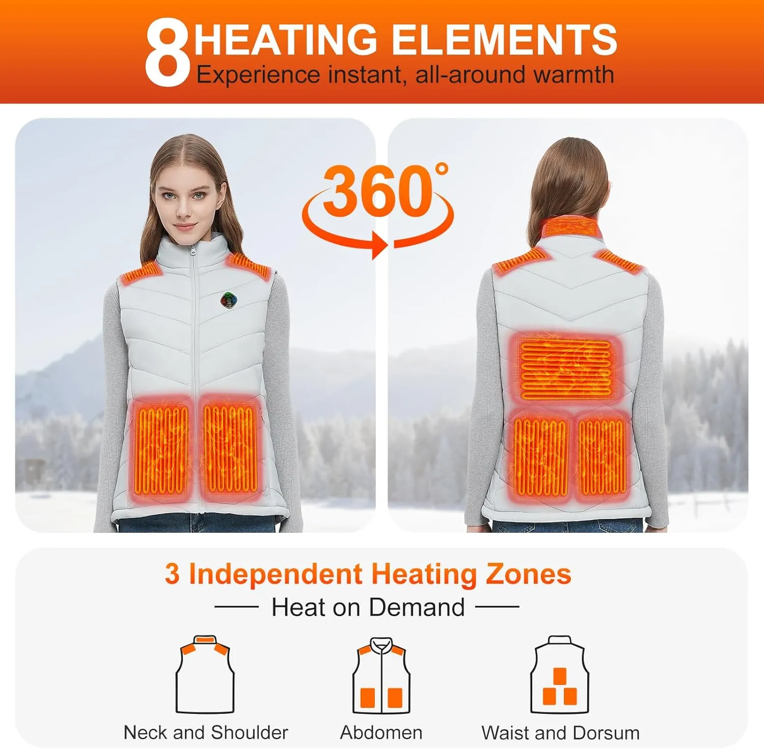 Heated Vest Women with Battery Pack Included, Smart Controller, Light Out Design, Lightweight Electric Heating Jacket