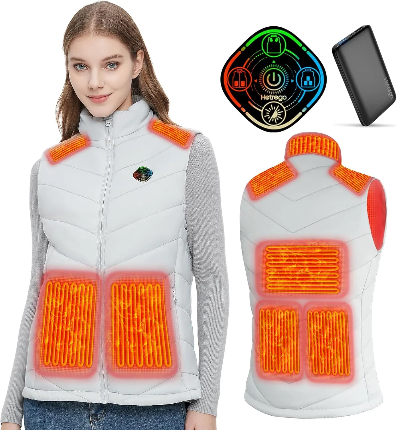 Heated Vest Women with Battery Pack Included, Smart Controller, Light Out Design, Lightweight Electric Heating Jacket