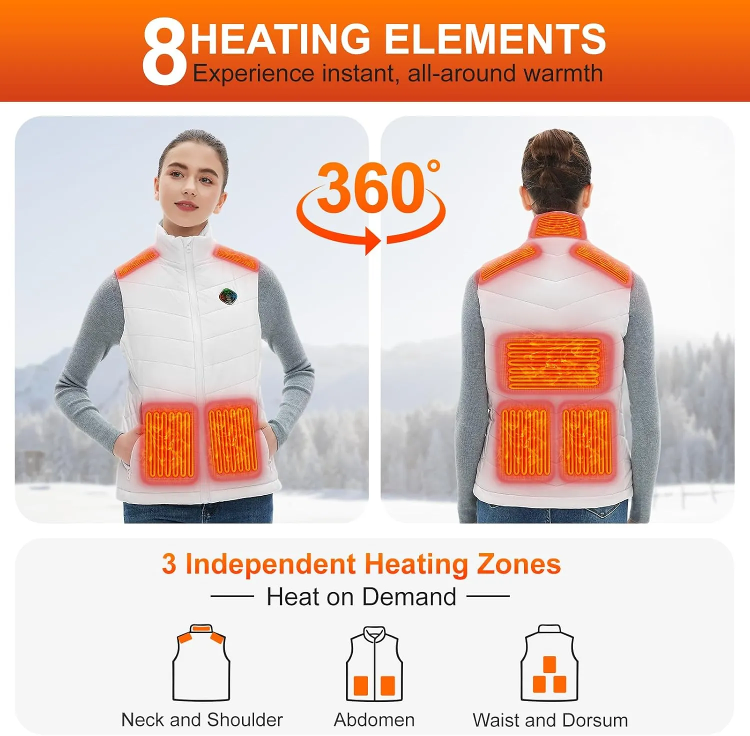 Heated Vest Women with Battery Pack Included, Smart Controller, Light Out Design, Lightweight Electric Heating Jacket