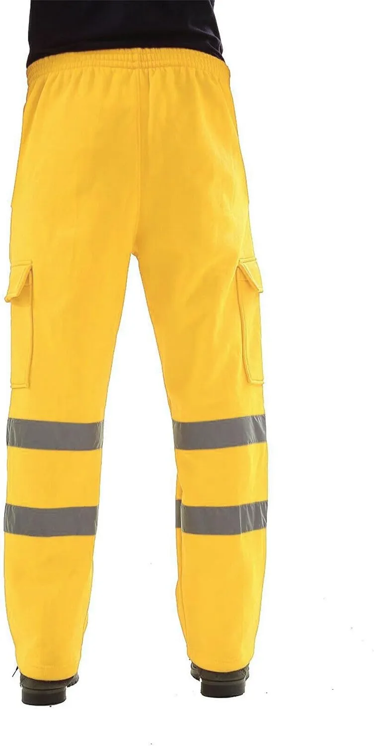 High Visibility Pants for Men Reflective Safety Sweatpants Slim Fit Workout Pants Water Resistant Windbreak Trousers
