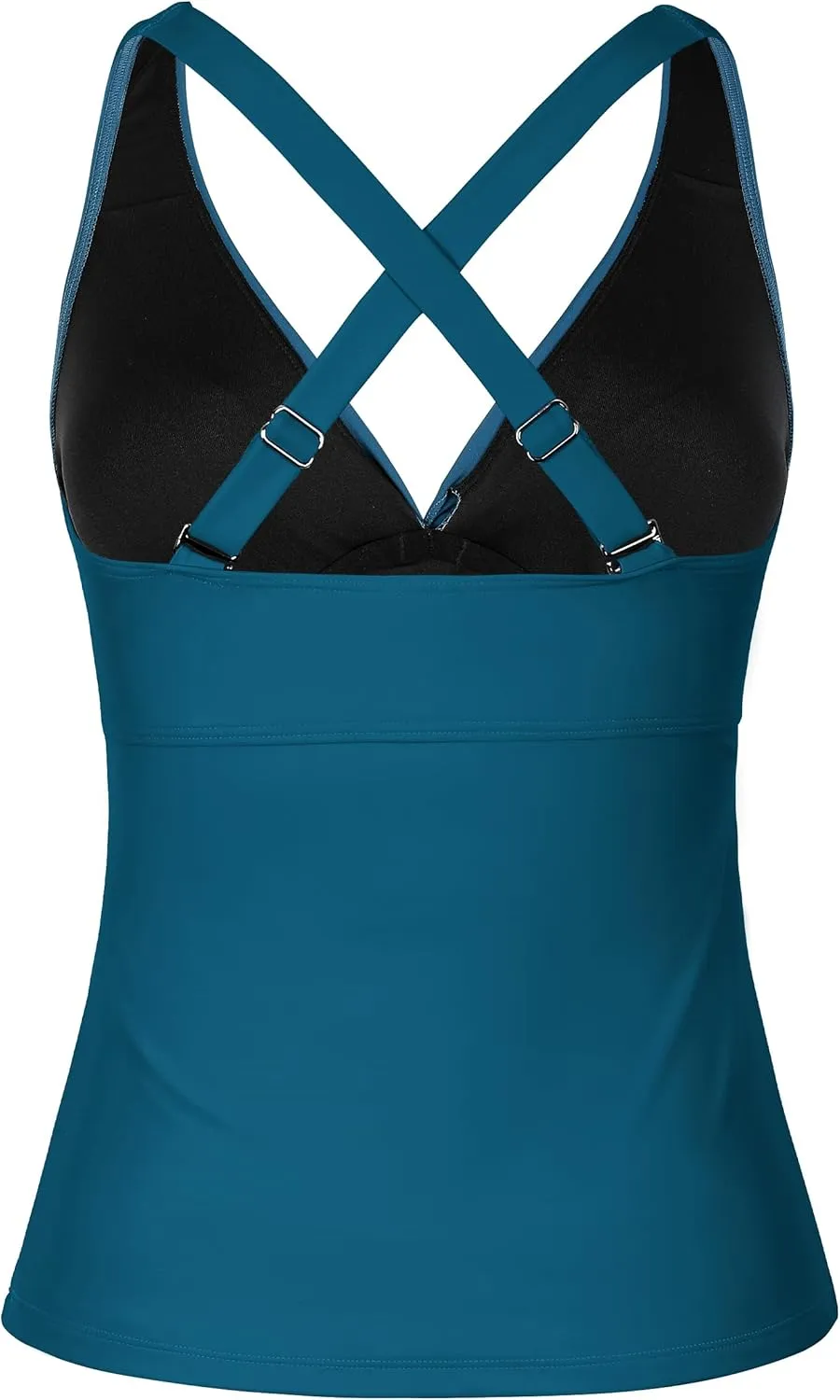 Hilor Women's Underwire Tankini Top Tummy Control Bathing Suits Sexy V Neck Crossover Swim Top Only