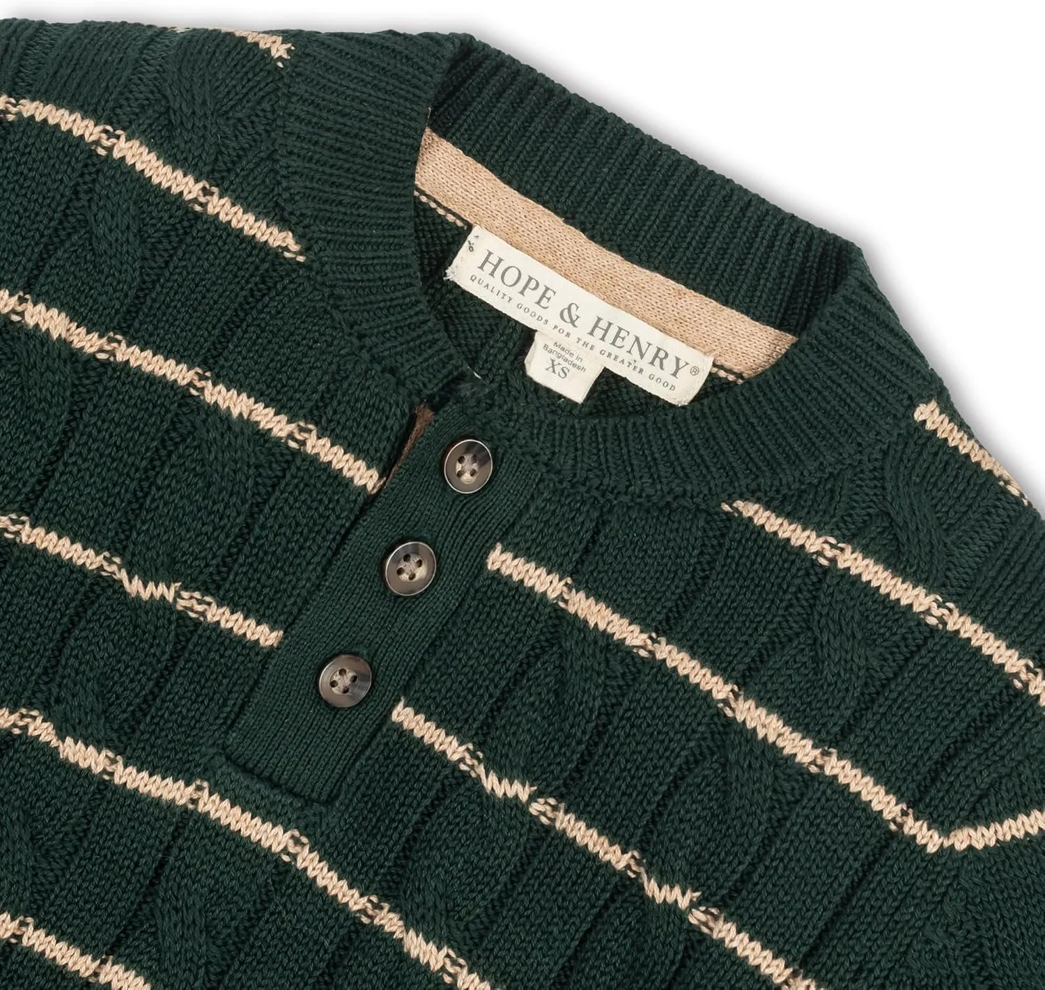 Hope & Henry Boys' Long Sleeve Henley Pullover Sweater