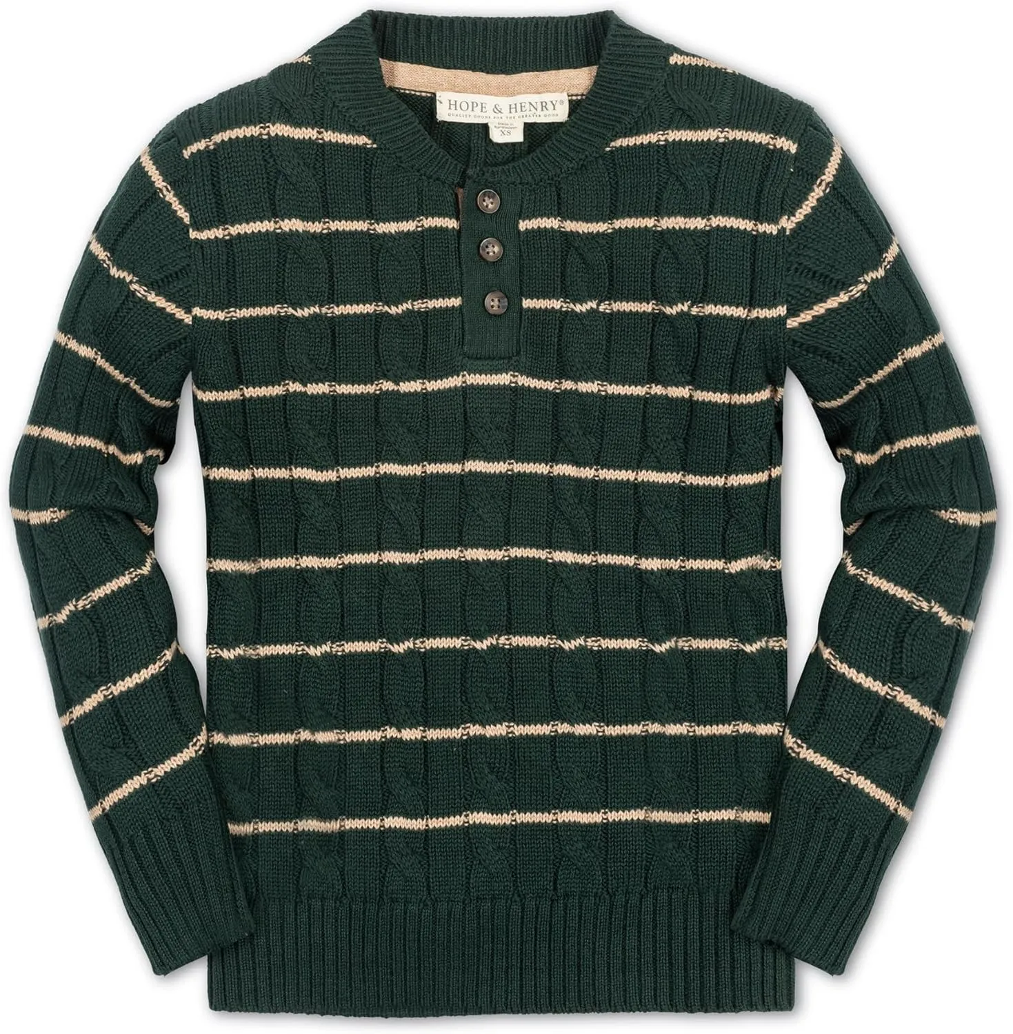 Hope & Henry Boys' Long Sleeve Henley Pullover Sweater