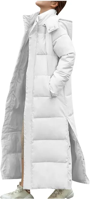 Hvyesh Womens Plus Size Long Down Jacket Quilted Long Puffer Jackets Warm Thicken Maxi Length Winter Coats Parka Outwear
