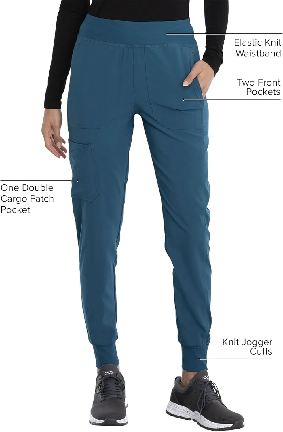 Iflex Jogger Scrubs for Women, Yoga-Inspired Knit Waistband Scrub Pants CK011