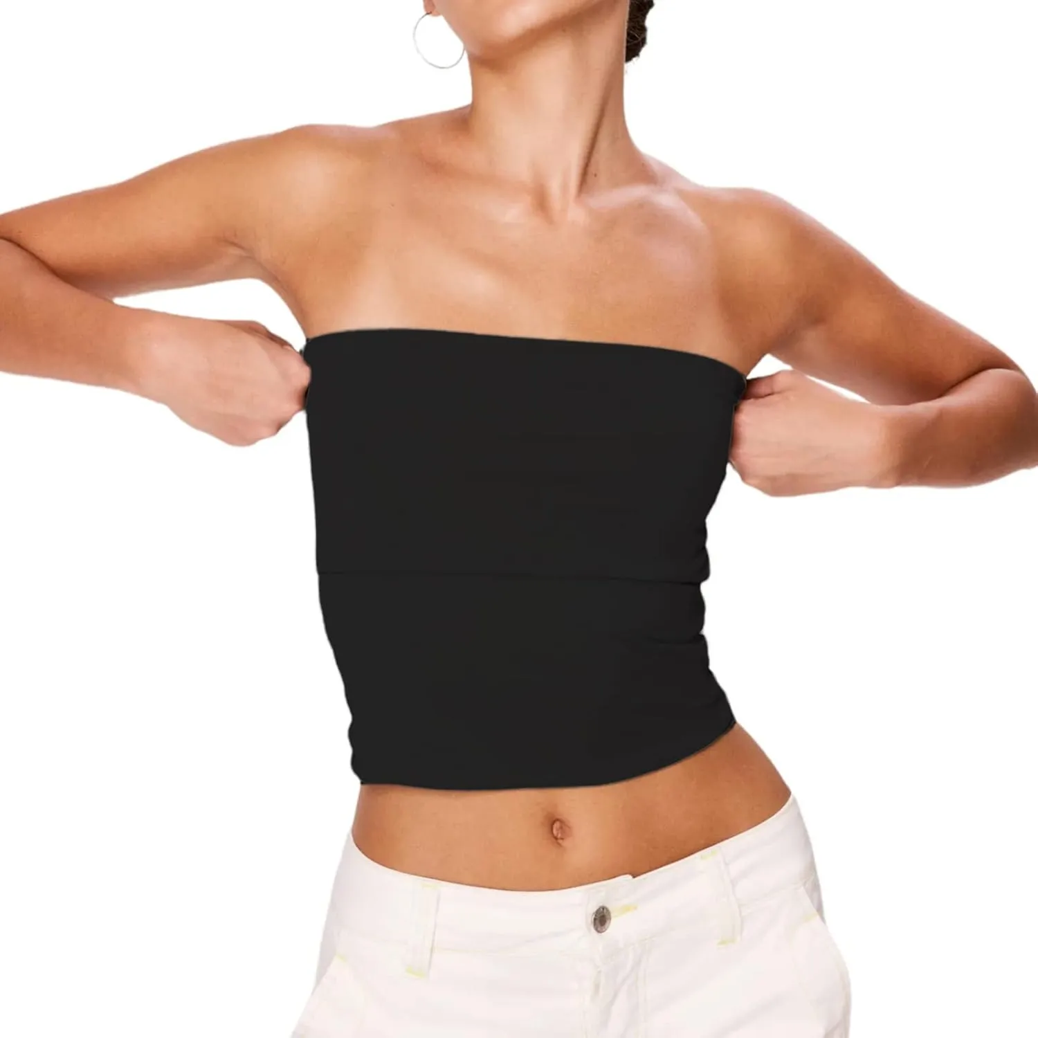 IMISSILLEB Women's Strapless Crop Tops Y2k Sexy Backless Bandeau Tube Top Vest Vintage Camisole Tank Tops Shirt Streetwear