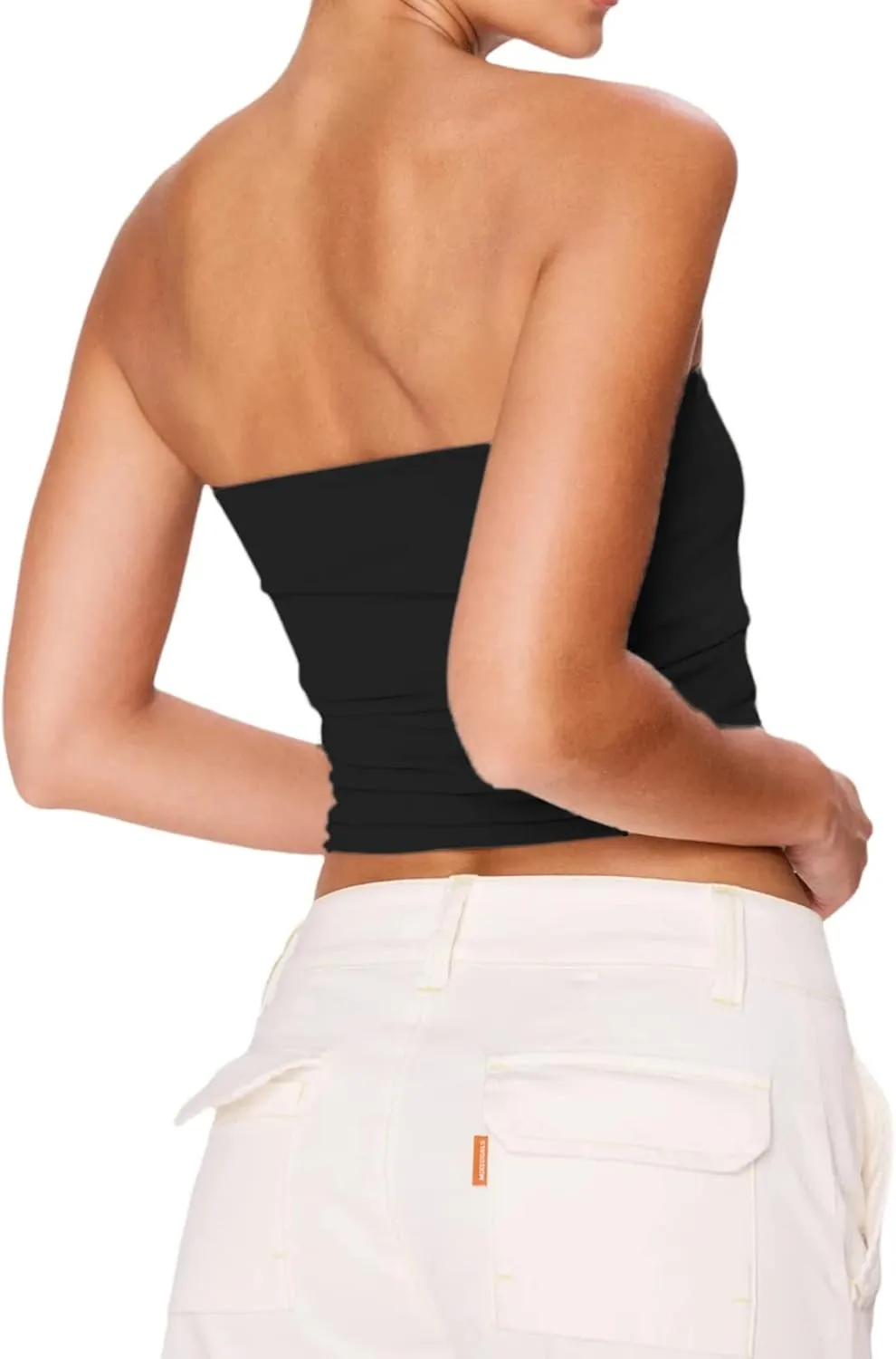 IMISSILLEB Women's Strapless Crop Tops Y2k Sexy Backless Bandeau Tube Top Vest Vintage Camisole Tank Tops Shirt Streetwear