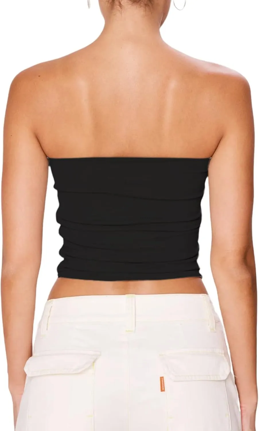IMISSILLEB Women's Strapless Crop Tops Y2k Sexy Backless Bandeau Tube Top Vest Vintage Camisole Tank Tops Shirt Streetwear