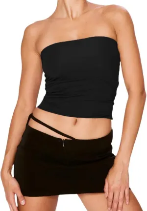 IMISSILLEB Women's Strapless Crop Tops Y2k Sexy Backless Bandeau Tube Top Vest Vintage Camisole Tank Tops Shirt Streetwear