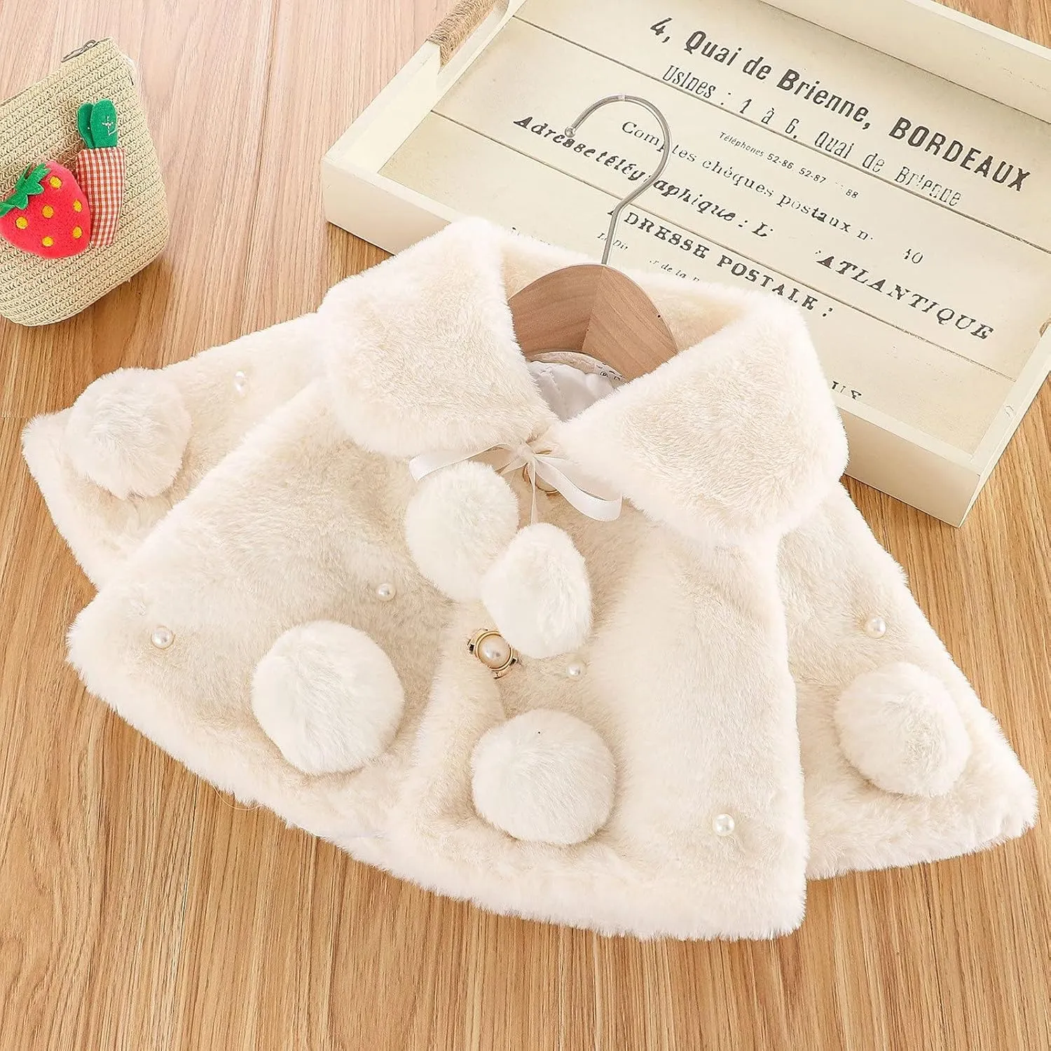 Infant Baby Girl Faux Fur Jacket Cape Cloak Coat Thicken Shawl Snowsuit Outerwear Warm Fuzzy Winter Clothes