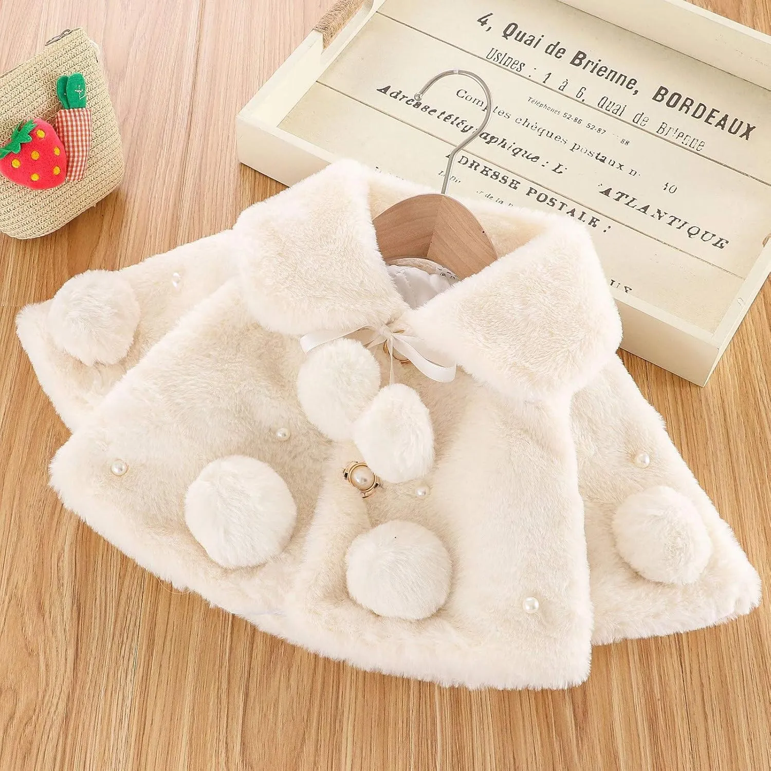 Infant Baby Girl Faux Fur Jacket Cape Cloak Coat Thicken Shawl Snowsuit Outerwear Warm Fuzzy Winter Clothes