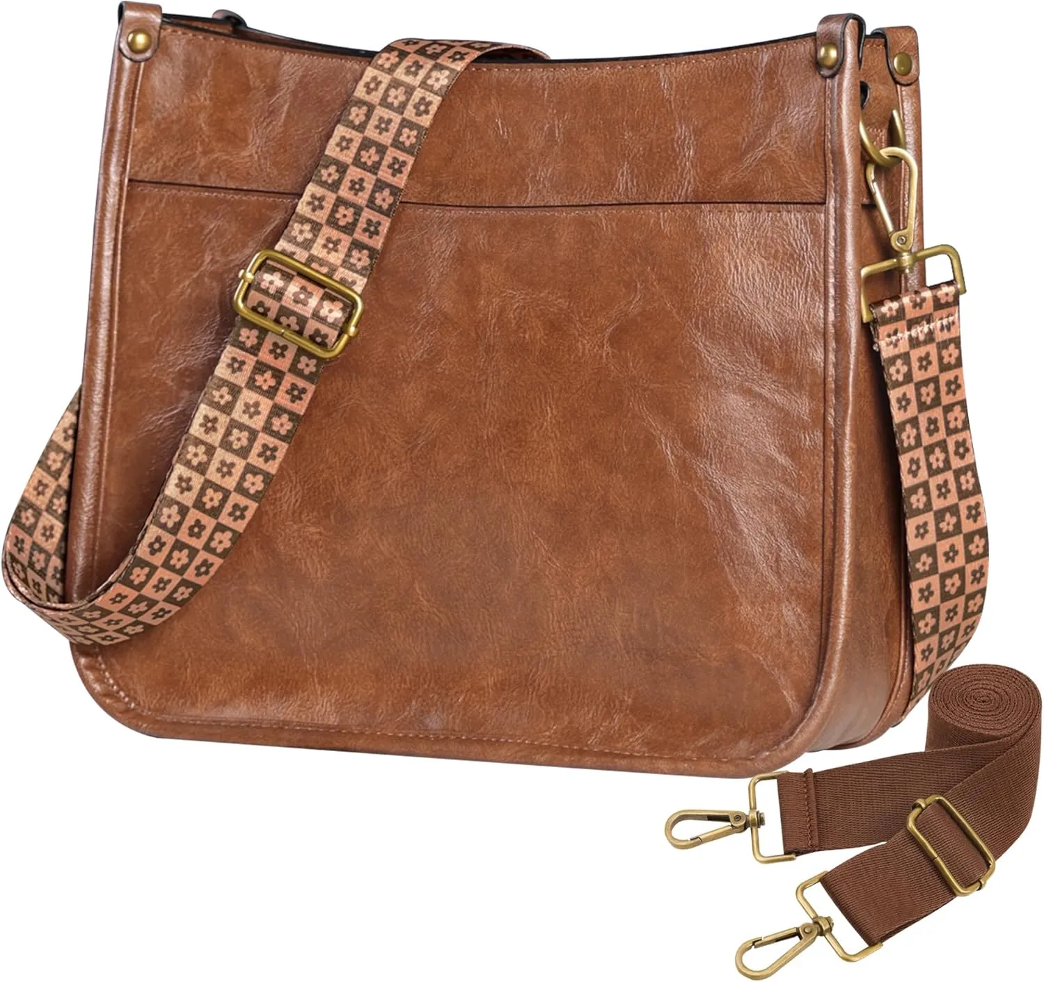JAMfit Crossbody Bag for Women Vegan Leather Hobo Handbags Trendy Shoulder Purse Handbag With 2 Adjustable Strap