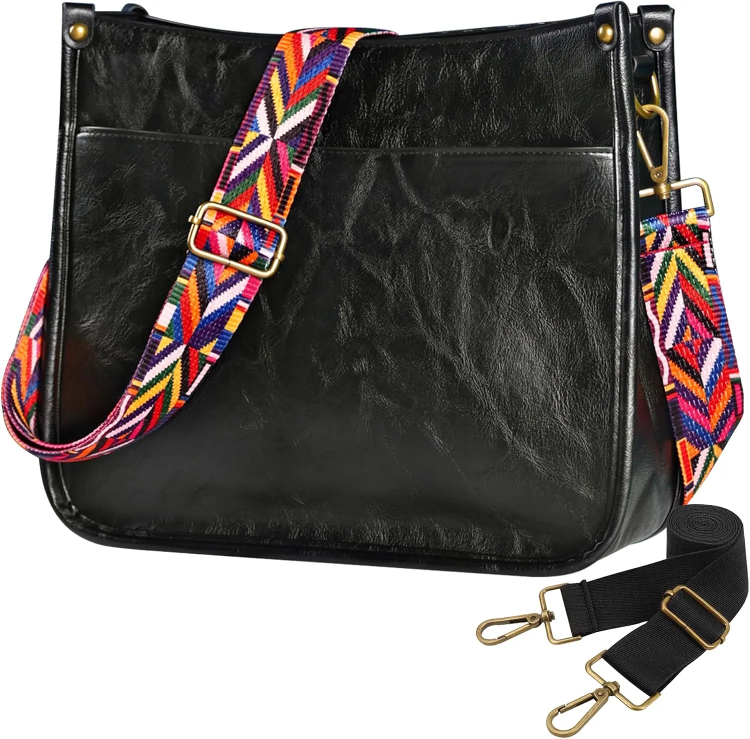 JAMfit Crossbody Bag for Women Vegan Leather Hobo Handbags Trendy Shoulder Purse Handbag With 2 Adjustable Strap