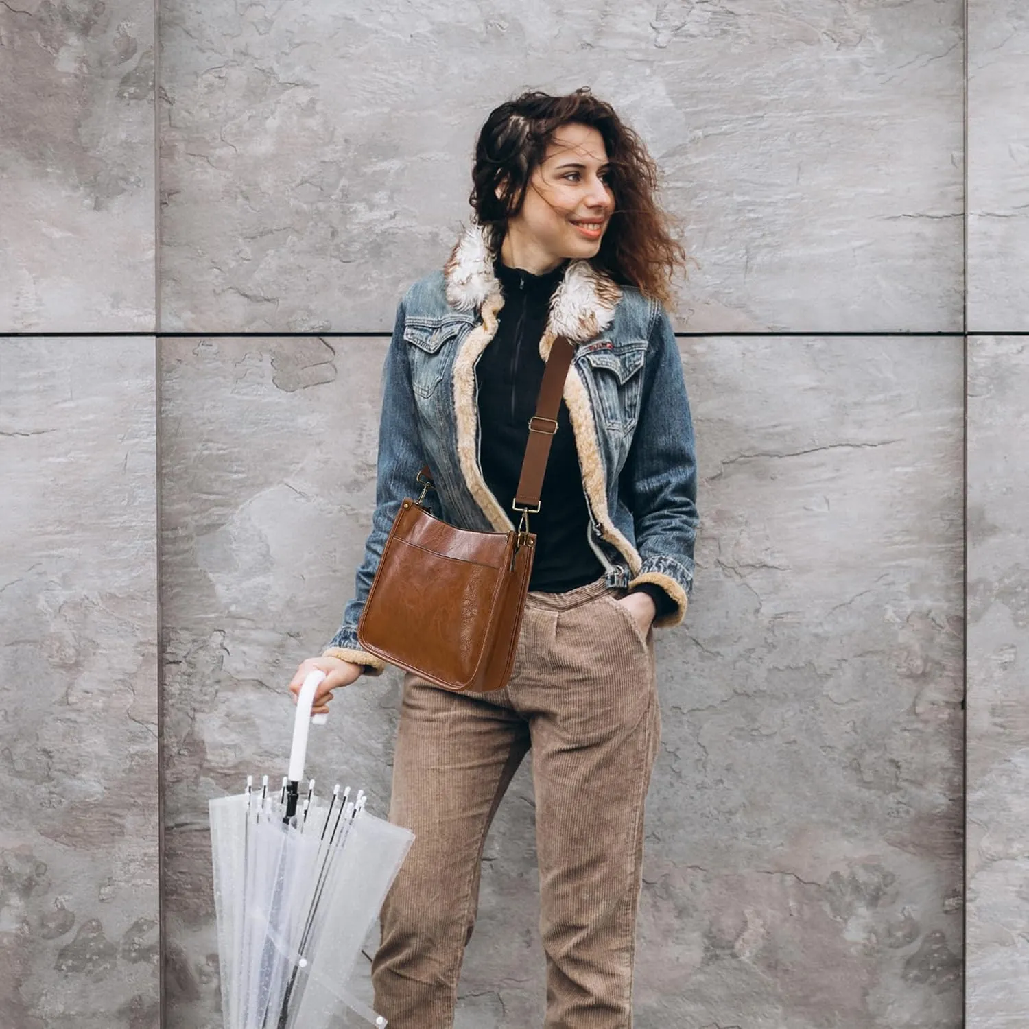 JAMfit Crossbody Bag for Women Vegan Leather Hobo Handbags Trendy Shoulder Purse Handbag With 2 Adjustable Strap