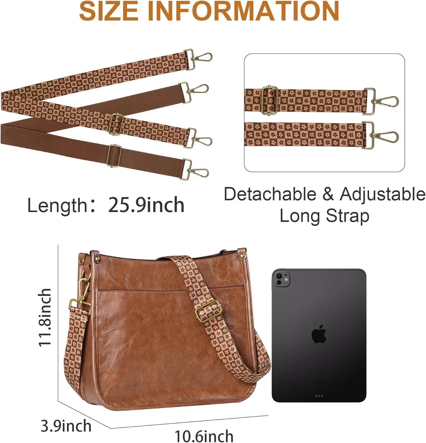 JAMfit Crossbody Bag for Women Vegan Leather Hobo Handbags Trendy Shoulder Purse Handbag With 2 Adjustable Strap