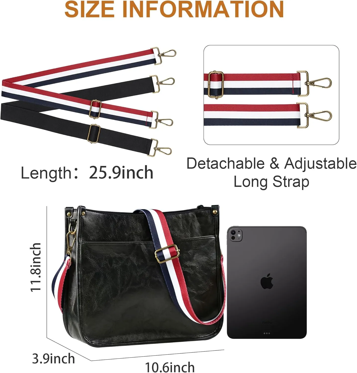 JAMfit Crossbody Bag for Women Vegan Leather Hobo Handbags Trendy Shoulder Purse Handbag With 2 Adjustable Strap