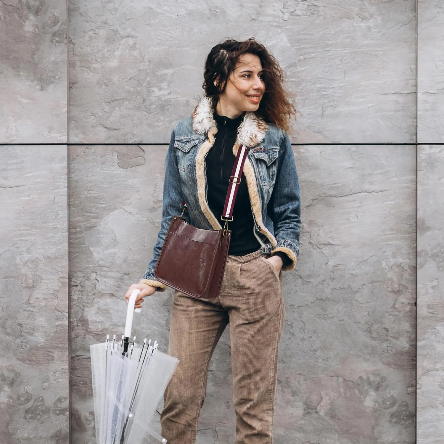JAMfit Crossbody Bag for Women Vegan Leather Hobo Handbags Trendy Shoulder Purse Handbag With 2 Adjustable Strap