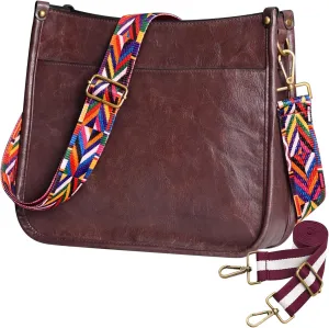 JAMfit Crossbody Bag for Women Vegan Leather Hobo Handbags Trendy Shoulder Purse Handbag With 2 Adjustable Strap