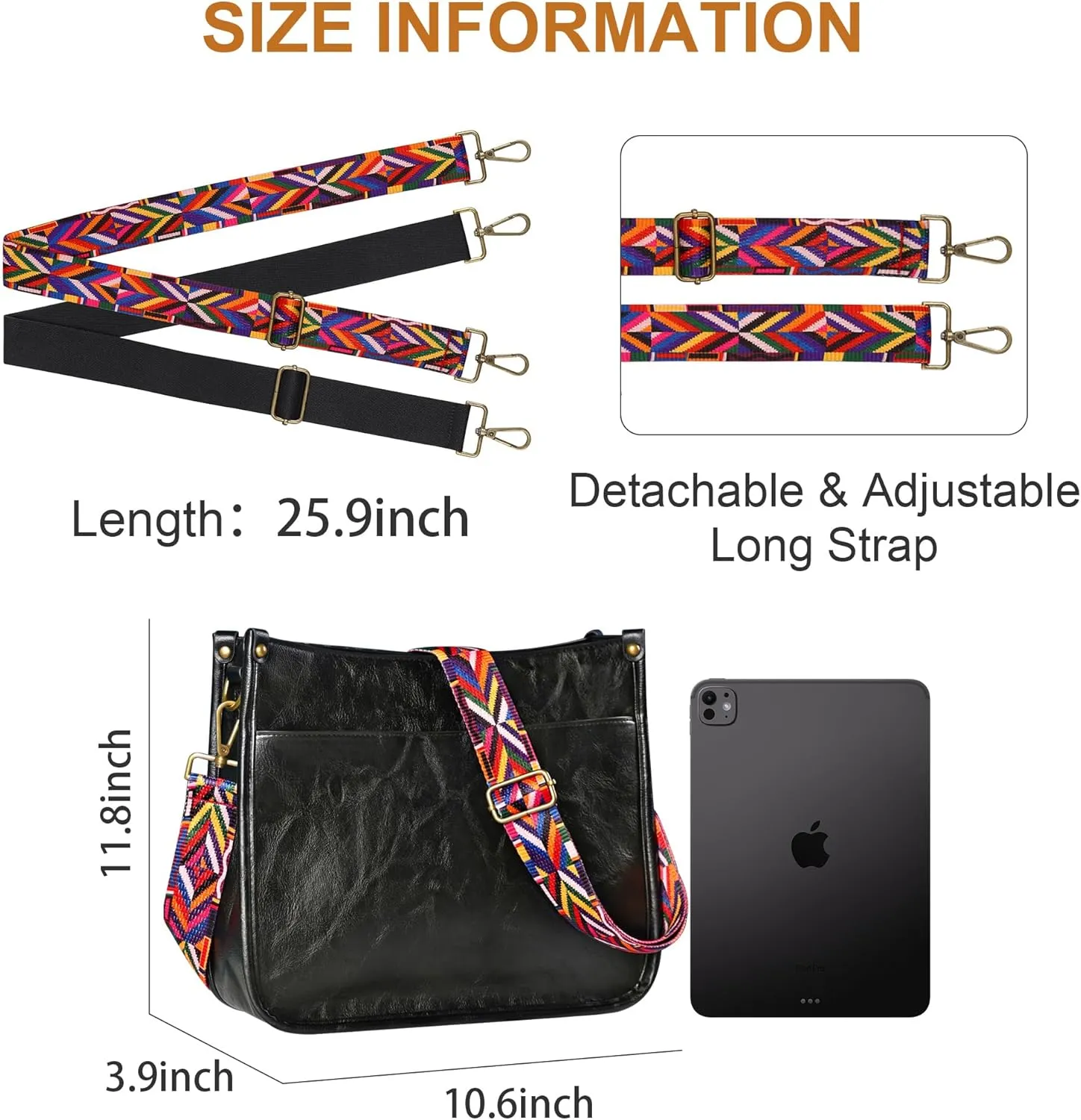 JAMfit Crossbody Bag for Women Vegan Leather Hobo Handbags Trendy Shoulder Purse Handbag With 2 Adjustable Strap