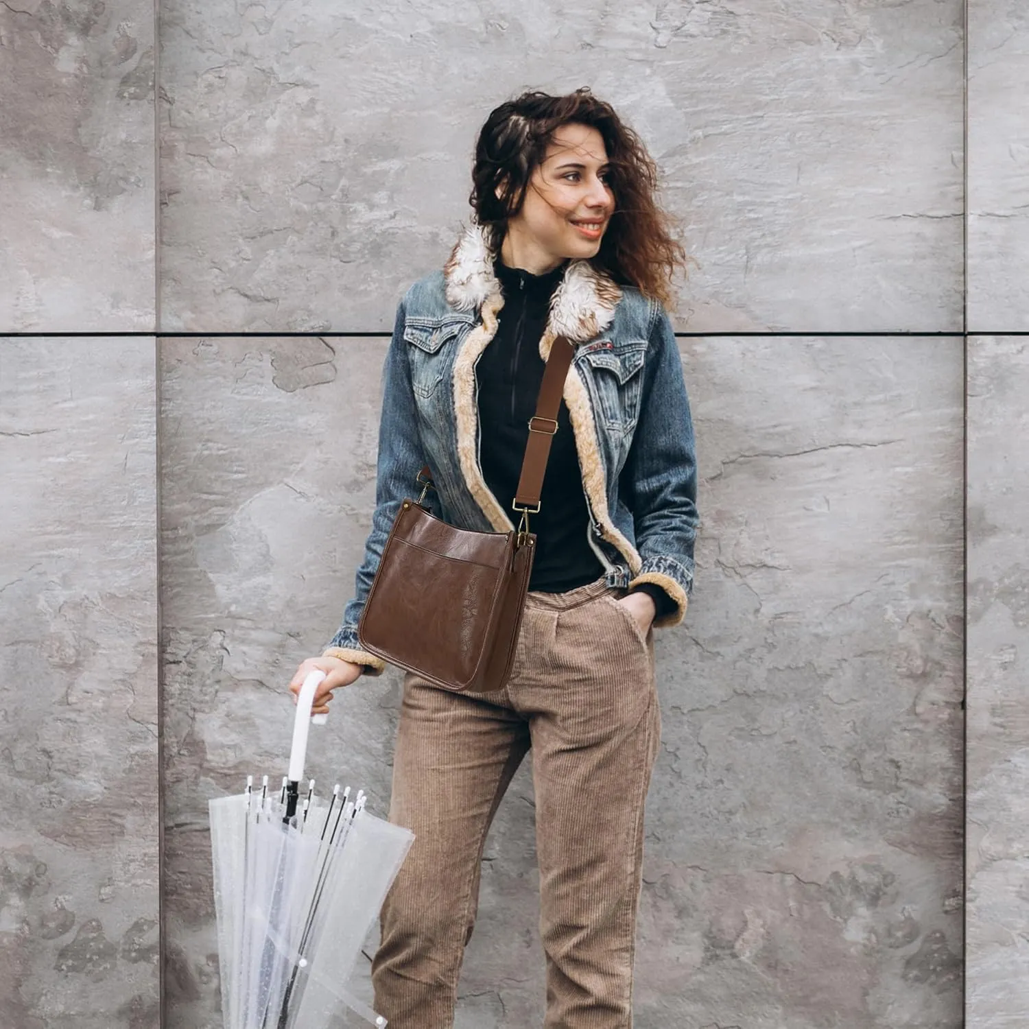 JAMfit Crossbody Bag for Women Vegan Leather Hobo Handbags Trendy Shoulder Purse Handbag With 2 Adjustable Strap