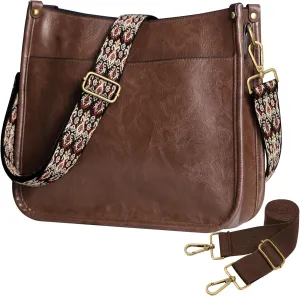 JAMfit Crossbody Bag for Women Vegan Leather Hobo Handbags Trendy Shoulder Purse Handbag With 2 Adjustable Strap