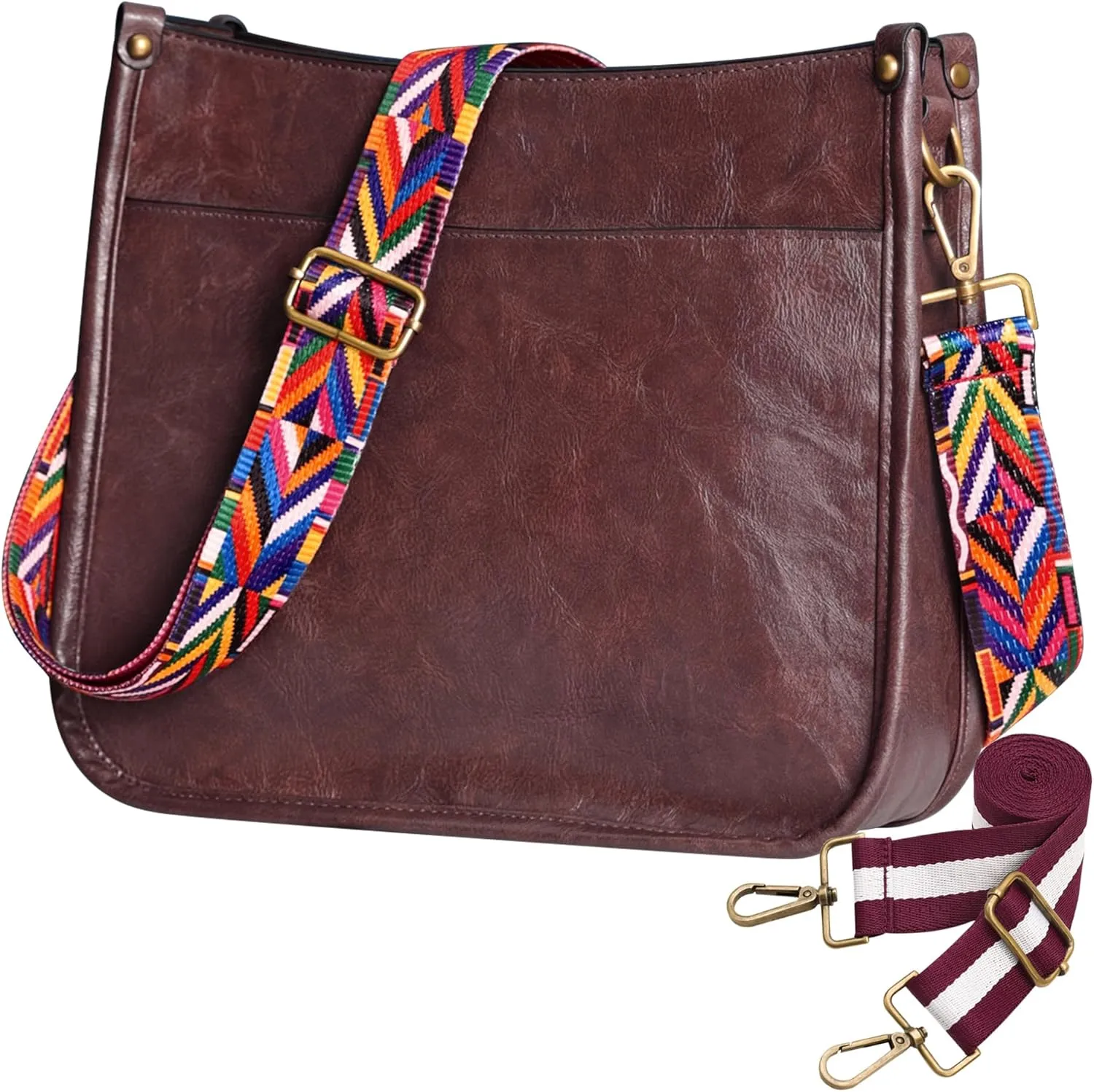 JAMfit Crossbody Bag for Women Vegan Leather Hobo Handbags Trendy Shoulder Purse Handbag With 2 Adjustable Strap