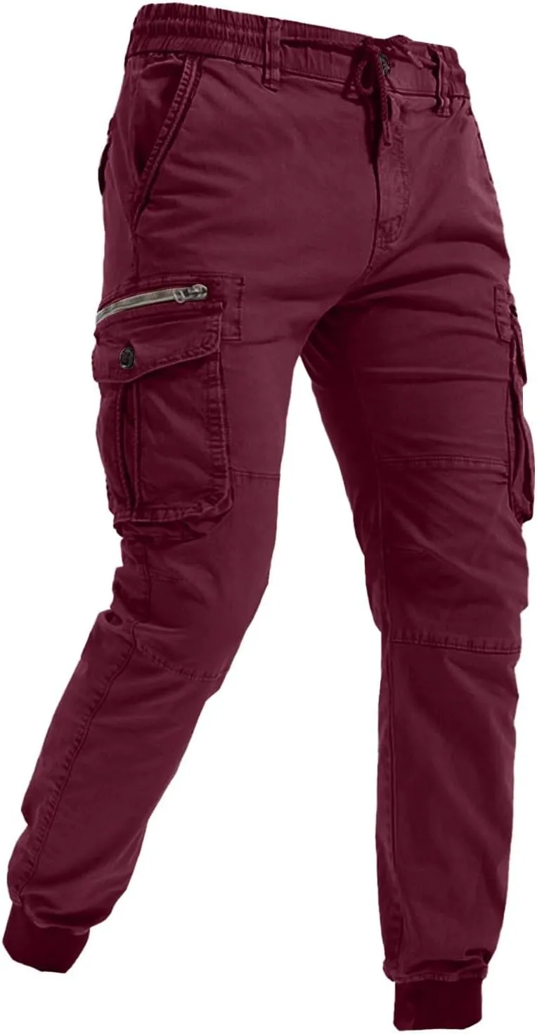 Joggers for Men Casual Solid Pants Leggings Trousers Tooling Multi-Pocket Men's Color Men's Pants Slim Fit Track
