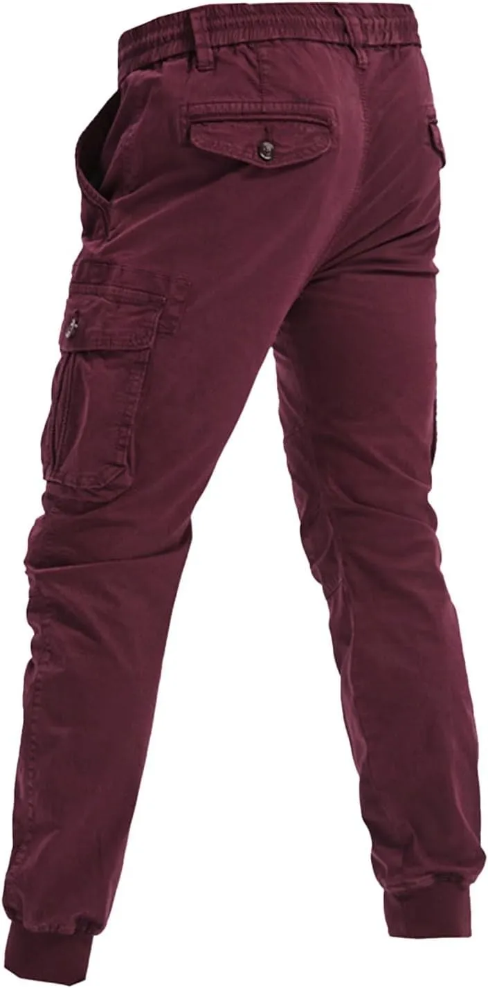 Joggers for Men Casual Solid Pants Leggings Trousers Tooling Multi-Pocket Men's Color Men's Pants Slim Fit Track