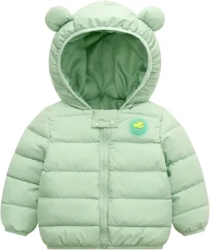KAGAYD Baby Boy Girls Autumn Winter Coats Thick Down Cotton Padded Jacket Kids Hooded Zipper Windproof Outerwear