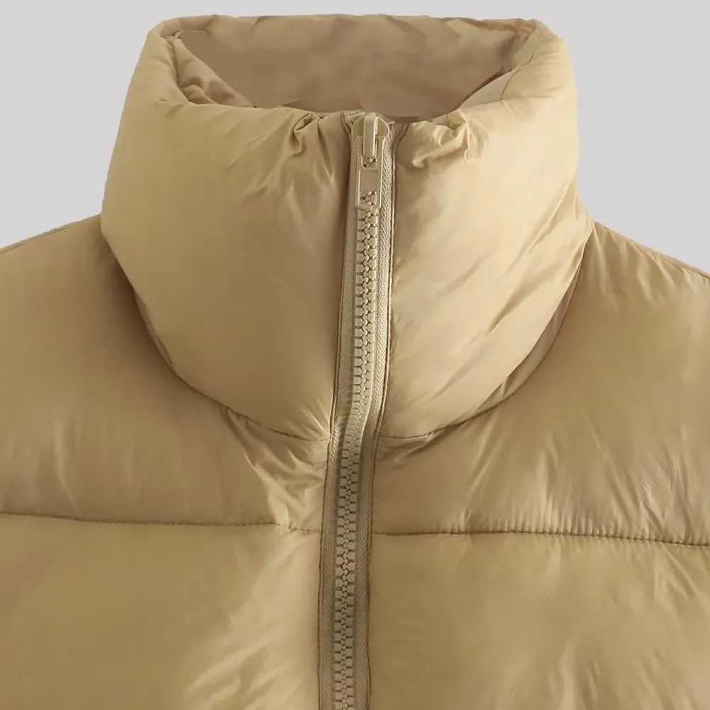 KEOMUD Women's Winter Crop Vest Lightweight Sleeveless Warm Outerwear Puffer Vest Padded Gilet