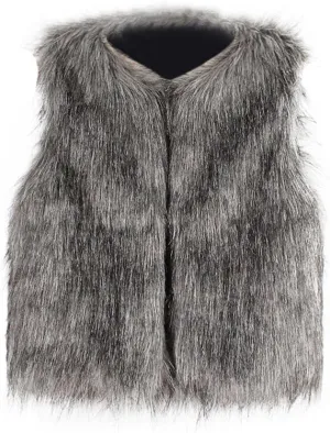 Kid Baby Girl Faux Fur Waistcoat Thick Coat Warm Fall Winter Plush Vest Pocket Outerwear Tops 3-8T